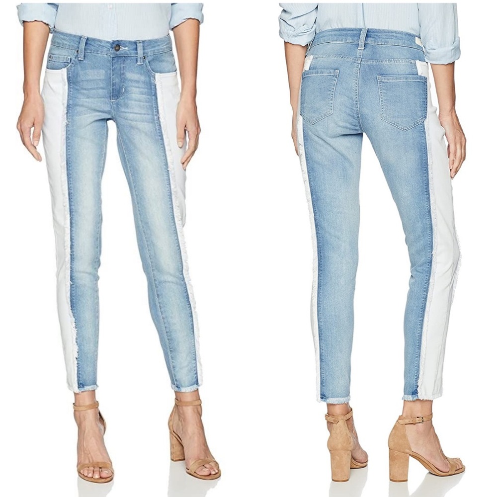 Jones New York Lexington Stretch Denim Two-tone Skinny Crop Jeans